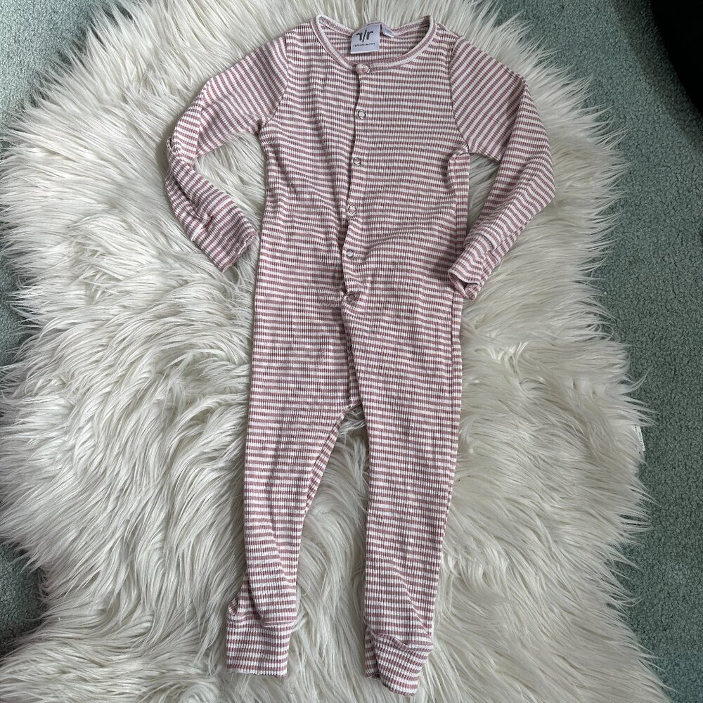 RadRev kids ribbed striped snap footie size 18-24 months // 3732